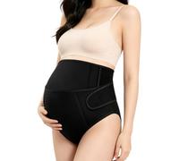 ENEN Ceinture de Grossesse Respirante, Ceinture de Maternité Confortable Réglable, Ceintures de Soutien de Hrossesse Abdominal et Dorsal, pour Tous Les Trimestres (Noir 1,L)