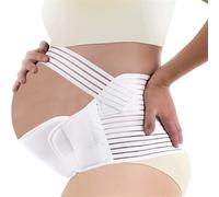 ENEN Ceinture de Grossesse Respirante Couleur Unie, Ceinture de Maternité Confortable Réglable, Ceintures de Soutien de Hrossesse Abdominal et Dorsal, pour Tous Les Trimestres (Blanc,M)