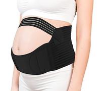 ENEN Ceinture de Grossesse Respirante Couleur Unie, Ceinture de Maternité Confortable Réglable, Ceintures de Soutien de Hrossesse Abdominal et Dorsal, pour Tous Les Trimestres (Noir,XXL)