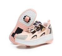 ENEN Chaussure a Roulette, Chaussures a roulettes Retractable Garçons, Basket Roulette pour Fille Enfant Roller 2 Roues Déformable Adolescents pour Intérieur Extérieur 35