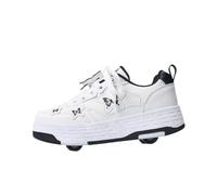 ENEN Chaussure a Roulette, Chaussures a roulettes Retractable Garçons, Mode Skateboard Baskets avec Roulette Enfant Fille, Roller 4 Roues Adolescents pour Intérieur Extérieur (9952 Noir,34)