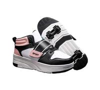 ENEN Chaussure a Roulette Mode Fille, Chaussures a roulettes Retractable Garçons, Basket Roulette Enfant, Roller 4 Roues Déformable Adolescents pour Intérieur Extérieur