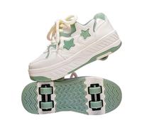 ENEN Chaussure Roller Fille, 2025 Été Basket Roller pour Enfan Chaussure a Roulette Garcon Fille Garçons Roues Basket a Roulette Adolescents pour Extérieur (Vert,39)