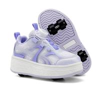 ENEN Chaussure Roller Fille, Automne Mode Basket Roller pour Enfan Chaussure a Roulette Garcon Fille Garçons Roues Basket a Roulette Adolescents pour Extérieur (Violet Clair,35)