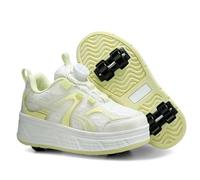 ENEN Chaussure Roller Fille, Automne Mode Basket Roller pour Enfan Chaussure a Roulette Garcon Fille Garçons Roues Basket a Roulette Adolescents pour Extérieur (Jaune Clair,37)