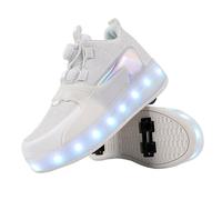 ENEN Chaussure Roller Fille, Mode Basket Roller pour Enfan LED Lumières Chaussure a Roulette Garcon Fille Garçons Roues Basket a Roulette Adolescents pour Extérieur | 30-38 EU (Blanc,37)