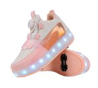 ENEN Chaussure Roller Fille, Mode Basket Roller pour Enfan LED Lumières Chaussure a Roulette Garcon Fille Garçons Roues Basket a Roulette Adolescents pour Extérieur | 30-38 EU (Rose,34)