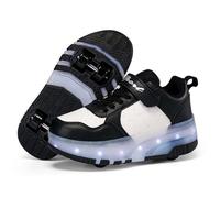 ENEN Chaussure Roller Fille, Mode Basket Roller pour Enfan Lumières Chaussure a Roulette Garcon Fille Garçons Roues Basket a Roulette Adolescents pour Extérieur, 30-40 EU (Noir,36)