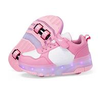 ENEN Chaussure Roller Fille, Mode Basket Roller pour Enfan Lumières Chaussure a Roulette Garcon Fille Garçons Roues Basket a Roulette Adolescents pour Extérieur, 30-40 EU (Rose,34)