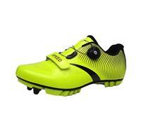 ENEN Chaussure VTT Homme Respirantes, Chaussure Velo VTT Unisexes, Semelle Dure Cuir Miroir Chaussures de Cyclisme en Extérieur & Intérieur, Verrouillage 35 Trous