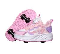 ENEN Chaussures à Roulettes Retractables Garçons Filles, Basket Roulette pour Enfant Fille, Roller 4 Roues Déformable Adolescents, Intérieur Extérieur, Taille 37 EU, Rose