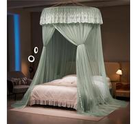 ENEN Ciel de Lit Moustiquaire, Bord de Dentelle Tente de Lit Princesse Moustiquaire de Lit Dome Baldaquin Lit Berceau Auvent de Lit Anti Mosquito pour Décoration Chambre (Vert pâle)