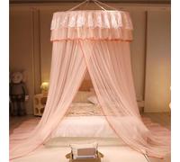 ENEN Ciel de Lit Moustiquaire, Désign de Dentelle Florale Tente de Lit Princesse Moustiquaire de Lit Dome Baldaquin Lit Berceau Auvent de Lit Anti Mosquito Facile à Installer (Rose pâle)