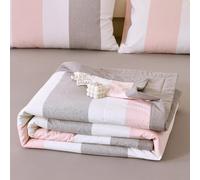 ENEN Dessus de Lit Matelassé Coton, Couvre Lit Matelassé en Douce Couverture Jeté Été Réversible Moderne Respirant Confortable Doux pour Décoration Chambre, 1/2 Personne (Rose + Gris,180x200cm)