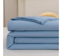 ENEN Dessus de Lit Matelassé, Couvre Lit Matelassé en Microfibre Douce Couverture Jeté Été Couleur Unie Moderne Respirant Confortable Doux pour Chambre, 1/2 Personne (Bleu A,150x200cm)