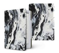 ENEN Étuis pour Kindle 6.8" 7", Coque pour Kindle Étui de Protection avec Support et Dragonne Housse Folio Motif Marbre 3D Compatible Liseuse 6.8" 7" Protection Universel (Noir et Gris A)
