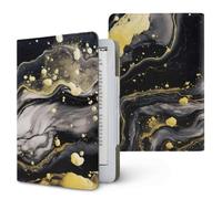 ENEN Étuis pour Kindle 6.8" 7", Coque pour Kindle Étui de Protection avec Support et Dragonne Housse Folio Motif Marbre 3D Compatible Liseuse 6.8" 7" Protection Universel (Or et Noir A)