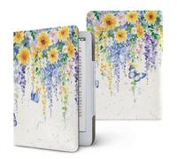 ENEN Étuis pour Kindle 6.8" 7", Coque pour Kindle Étui de Protection avec Support et Dragonne Housse Folio Motif Tournesol 3D Compatible Liseuse 6.8" 7" Protection Universel (Glycine B)