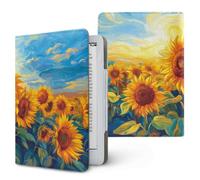 ENEN Étuis pour Kindle 6.8" 7", Coque pour Kindle Étui de Protection avec Support et Dragonne Housse Folio Motif Tournesol 3D Compatible Liseuse 6.8" 7" Protection Universel (Peinture à l'huile B)