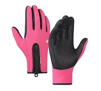 ENEN Gants d'hiver pour Hommes Femmes, Gants de Course Chauds Ecran Tactile Imperméable Coupe-Vent Gants Velo VTT pour Running Conduire (M,Rose)