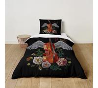 ENEN Housse de Couette Enfant, Parure de Lit Enfant, 3D Violon Housse de Couette + 1/2 Taie d'oreiller, Microfibre, Housse Couette Ado Garçon Fille (200x200cm,Vert)