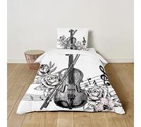 ENEN Housse de Couette Enfant, Parure de Lit Enfant, 3D Violon Housse de Couette + 1/2 Taie d'oreiller, Microfibre, Housse Couette Ado Garçon Fille (220x240cm,Gris)