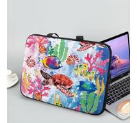 ENEN Impression de Plage Sacoche pour Ordinateur Portable Porte-Documents Sacs À Main, Sac D'ordinateur Portable pour 13 "15.6" Ordinateur Portable Sac de Travail (17 Pouce,Tortue de mer)