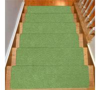 ENEN Marchettes d'Escalier Adhesive, 20x76cm Tapis Marchettes d'Escalier Antidérapant Autocollante Moquette de Marches pour Personnes âgées, Enfants et Chiens (10pcs,Vert 1)