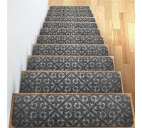 ENEN Marchettes d'Escalier Adhesive, 20x76cm Tapis Marchettes d'Escalier Antidérapant Autocollante Moquette de Marches pour Personnes âgées, Enfants et Chiens (15pcs,Gris)