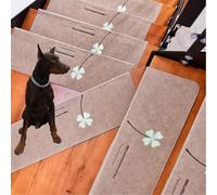 ENEN Marchettes d'Escalier Adhesive, Tapis Marchettes d'Escalier Antidérapant Autocollante Moquette de Marches pour Personnes âgées, Enfants et Chiens (15pc,Cari -Paille Chanceuse)