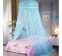 ENEN Motif Étoile Ciel de Lit Moustiquaire, Tente de Lit Princesse Moustiquaire de Lit Dome Baldaquin Lit Berceau Auvent de Lit Anti Mosquito pour Décoration Chambre (Bleu pâle)