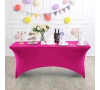 ENEN Nappe Extensible Rectangulaire Ajustées, Nappe de Fête en Élasthanne pour Cocktail Anniversaire Mariage Événement, Couverture Table Pliante, Lavable et Infroissable (Rose Rouge,183x76x76cm)