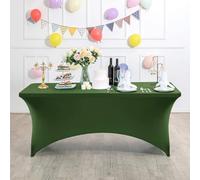 ENEN Nappe Extensible Rectangulaire Ajustées, Nappe de Fête en Élasthanne pour Cocktail Anniversaire Mariage Événement, Couverture Table Pliante, Lavable et Infroissable (Vert foncé,183x76x76cm)