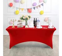 ENEN Nappe Extensible Rectangulaire Ajustées, Nappe de Fête en Élasthanne pour Cocktail Anniversaire Mariage Événement, Couverture Table Pliante, Lavable et Infroissable (Rouge,183x76x76cm)