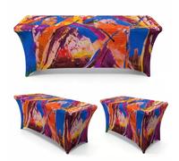 ENEN Nappe Extensible Rectangulaire Imprimé Graffiti Abstrait (Rouge,122cm)