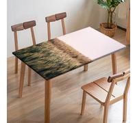 ENEN Nappe Rectangulaire Ajustée Anti Tache Imperméable avec Bord Élastique, 3D Motifs de Paysages Naturels Nappe de Table Antidérapante pour Cuisine, Jardin, Salle à Manger (Blé,80x140cm)