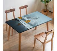 ENEN Nappe Rectangulaire Ajustée Anti Tache Imperméable avec Bord Élastique, Motif Montagnes Enneigées 3D Nappe de Table Antidérapante pour Cuisine, Jardin, Salle à Manger (Style 3,77x153cm)
