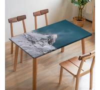 ENEN Nappe Rectangulaire Ajustée Anti Tache Imperméable avec Bord Élastique, Motif Montagnes Enneigées 3D Nappe de Table Antidérapante pour Cuisine, Jardin, Salle à Manger (Style 1,61x122cm)
