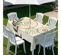ENEN Nappe Rectangulaire Anti Tache, Nappe Exterieur Impermeable Jardin avec Fermeture Éclair et Trou de Parasol pour Fêtes, Barbecues, Terrasse (Abstrait,213x152cm)
