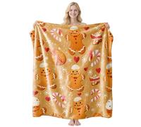 ENEN Noël Xmas Plaid Couverture Flanelle Doux et Chaude - Couverture de Lit et Jeté de Canapé Chambre Sofa,Plaid Personnalisé Ultra Douce et Duveteuse (Cookies,100x130cm)