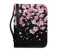 ENEN Sac a Main Bible, Motif Fleurs de Cerisier Sac de Rangement Bible Cuir PU Imperméable Couverture Bible/Housse de Bible avec Poignée & Fermeture Éclair (Pétales Roses,30.5x22.9cm)