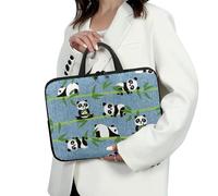 ENEN Sacoche pour Ordinateur Portable Porte-Documents Sacs À Main, Impression de Panda Sac D'ordinateur Portable pour Ordinateur Portable Sac de Travail (15 Pouce,Jean Bleu)