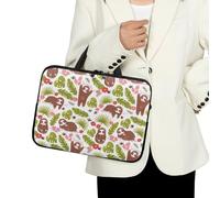 ENEN Sacoche pour Ordinateur Portable Porte-Documents Sacs À Main, Impression de Paresseux Sac D'ordinateur Portable pour Ordinateur Portable Sac de Travail (12 Pouce,Feuilles)