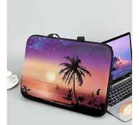 ENEN Sacoche pour Ordinateur Portable Porte-Documents Sacs À Main, Impression de Plage Sac D'ordinateur Portable pour 13 "15.6" Ordinateur Portable Sac de Travail (Orange Violet,12 Pouce)