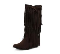 ENEN Santiag Femme Cuir Western, Taille 34-48 Santiag Femme Gros Mollet Bottes Cowboy Talon Haut avec Fermeture Éclair Bottes Western Country pour Trekking (S619 Marron,41)