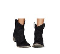 ENEN Santiag Femme Cuir Western, Taille 34-48 Santiag Femme Gros Mollet Bottes Cowboy Talon Haut avec Fermeture Éclair Bottes Western Country pour Trekking (35,Noir)