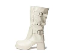 ENEN Santiag Femme Cuir Western, Taille 35-40 Santiag Femme Gros Mollet Bottes Cowboy Talon Haut avec Fermeture Éclair Bottes Western Country pour Trekking (1966 Beige,37)
