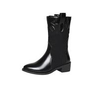 ENEN Santiag Femme Cuir Western, Taille 35-43 Santiag Femme Gros Mollet Bottes Cowboy Talon Haut avec Fermeture Éclair Bottes Western Country pour Trekking (EVA noir,40)