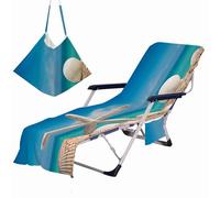 ENEN Serviette pour Transat, Serviette de Plage avec Poche pour Bain de Soleil Chaise, Impression d'Étoile de Mer Housse de Protection pour Chaise Longue de Jardin (Étoile,75x210cm)