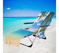 ENEN Serviettes de Plage pour Chaise Longue, Drap de Plage 3D, Serviette pour Transat Bain de Soleil avec Poches Serviette de Piscine pour Chaise (côte,75x210cm)